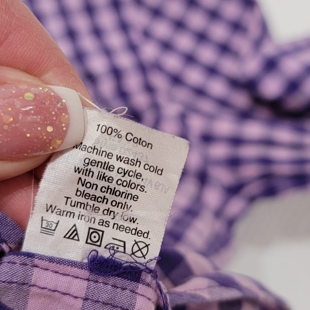 J. CREW Large button down. Purple‎ gingham.